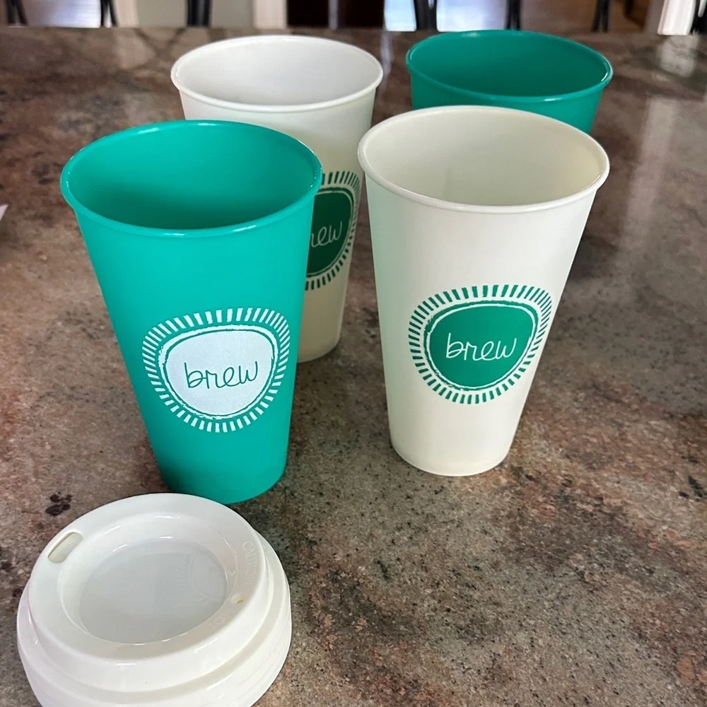 Teal Reusable Cups Set of 4 NWOT